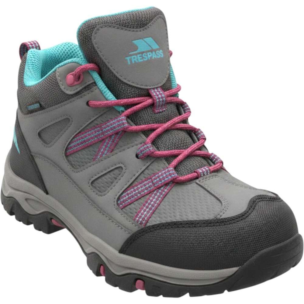 Trespass Gillon Low Cut II Waterproof Hiking Shoes Grey Pink Blue UK 3 EUR 35